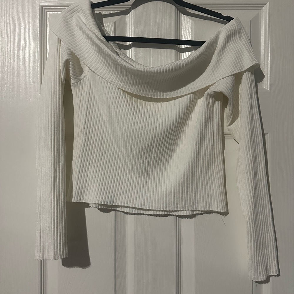 Wild Fable Off-Shoulder Cream Sweater